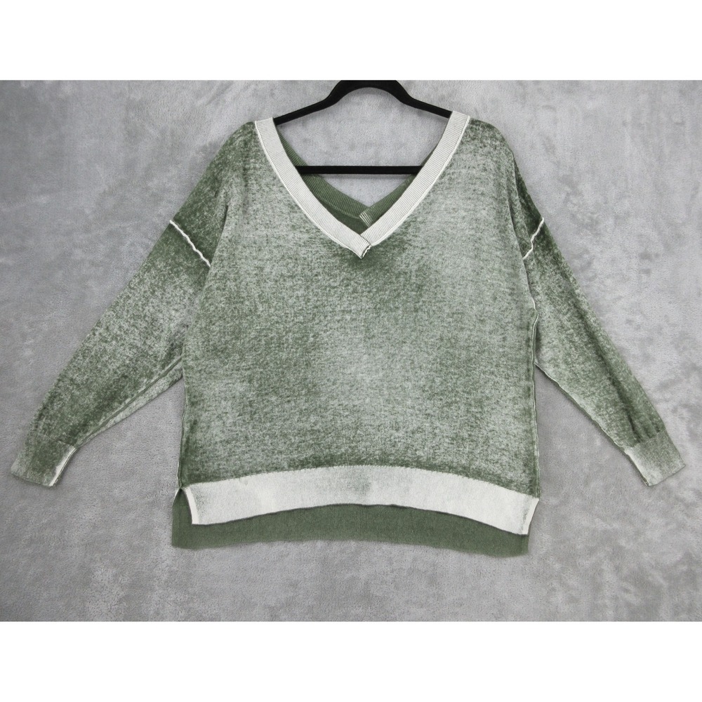 Sundance Sweater Womens Size L Slouchy Mineral Wash Relaxed Boxy Boho Green Knit